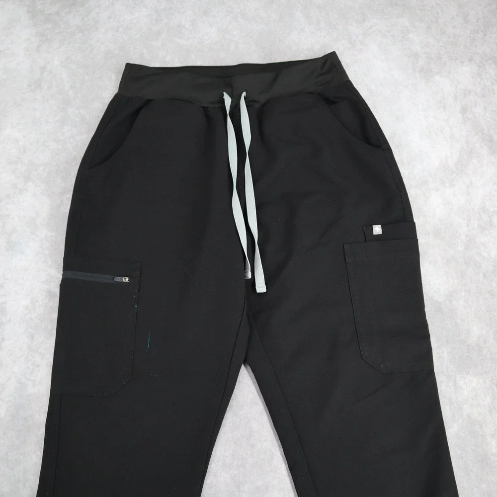 FIGS Scrub Pants Technical Collection Black Cargo M Petite Straight Leg